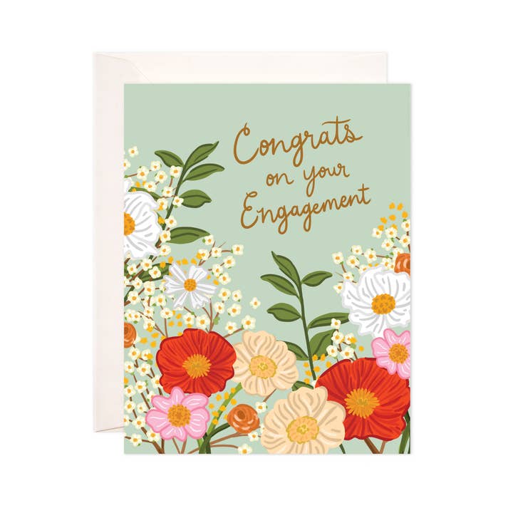Bloomwolf Studio - Wholesale Engagement Card - Floral Engagement Greeting Card - Engagement Card