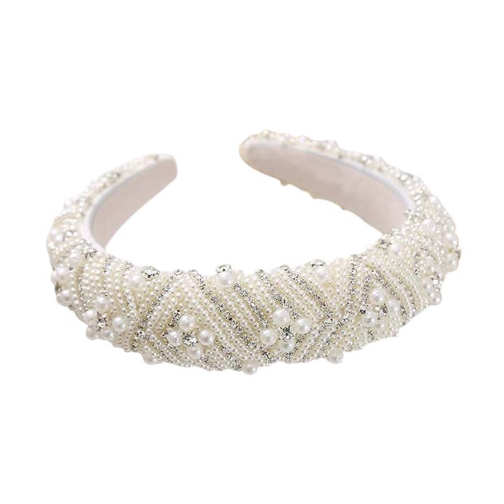Pearl Sparkle Padded Headband for wholesale by Gold Trip