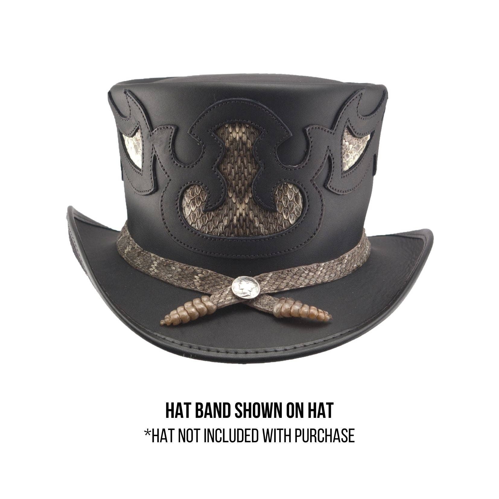 American Hat Makers - Wholesale Bandana - Unisex - Rattlesnake  Mercury Dime Hat Band - Style Double Rattle2