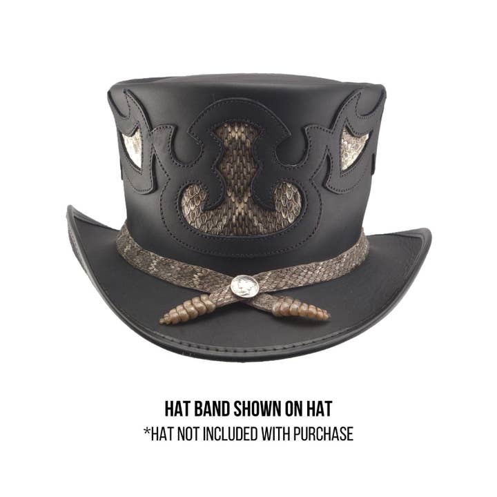 American Hat Makers - Wholesale Bandana - Unisex - Rattlesnake Mercury Dime Hat Band - Style Double Rattle2