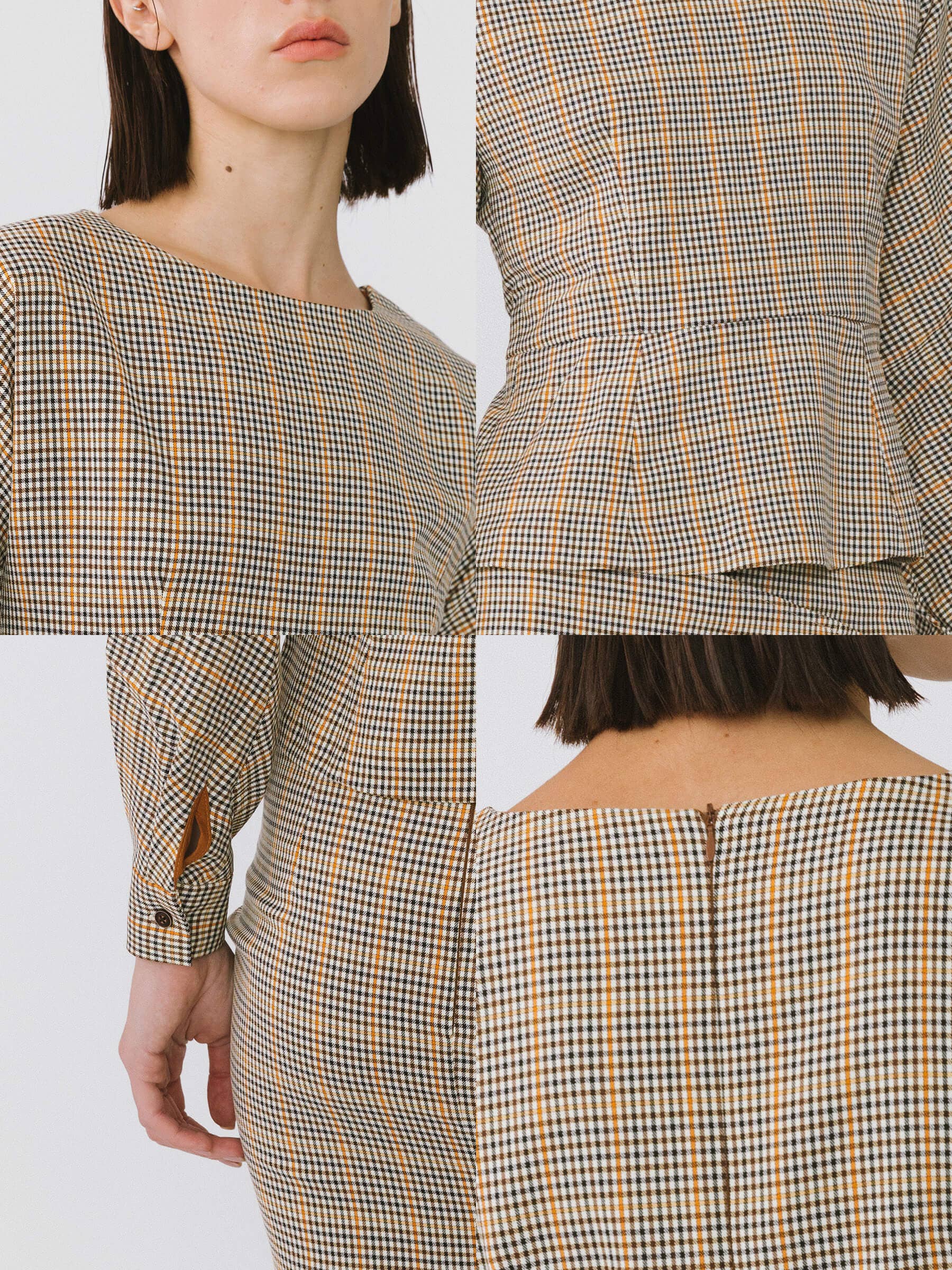 Khaki Wide Neck Plaid Shirt for wholesale on Faire6