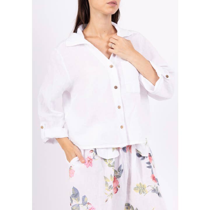 LINEN & COTTON HOUSE - Wholesale Buttoned-down shirt – Women's - 6235 SHORT LINEN SHIRT WITH FRONT POCKET24