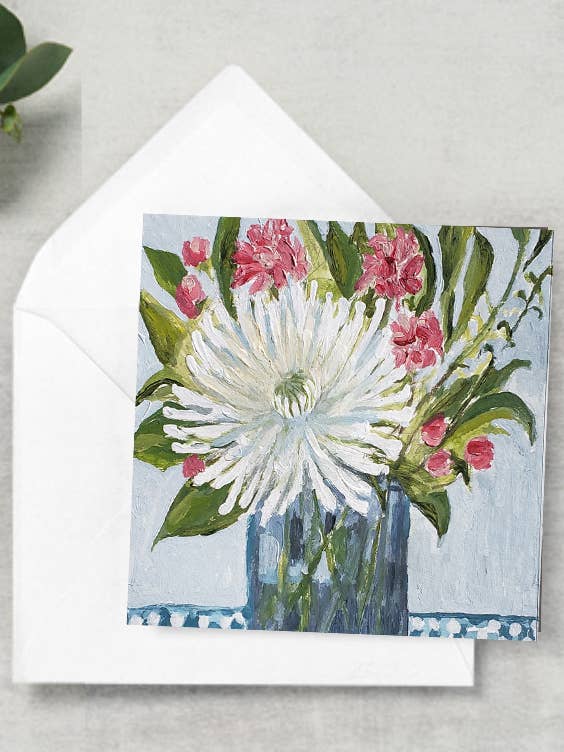 Gavekabinet Card: Hvid blomst for engroshandel hos Blueberry Road Cards