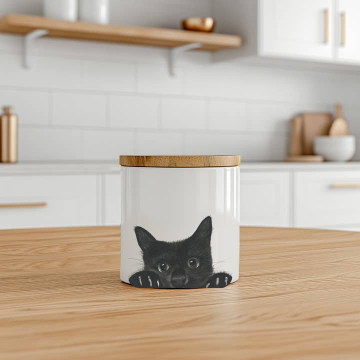 Bocaux de rangement Peeking Cat pour la vente par Libra Fine Arts
