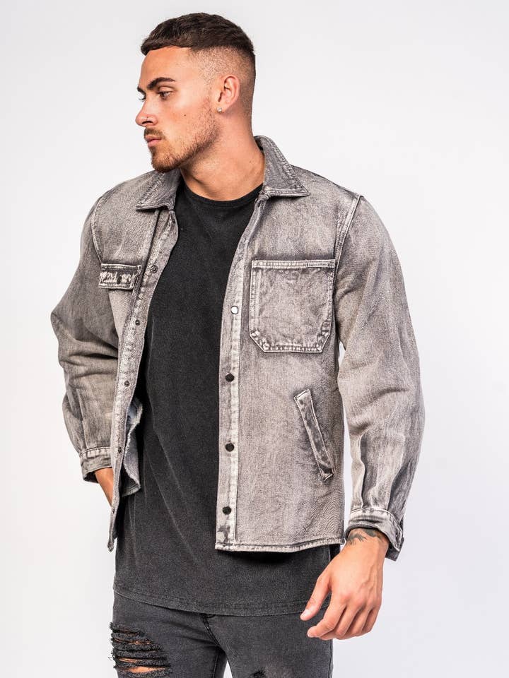 Washed Grey Shacket for wholesale by LIQUOR N POKER