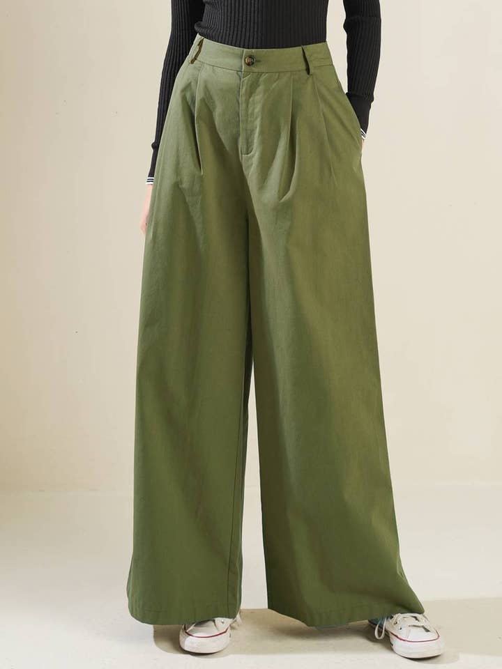 A solid woven pant - FP1315 for wholesale by FLYING TOMATO