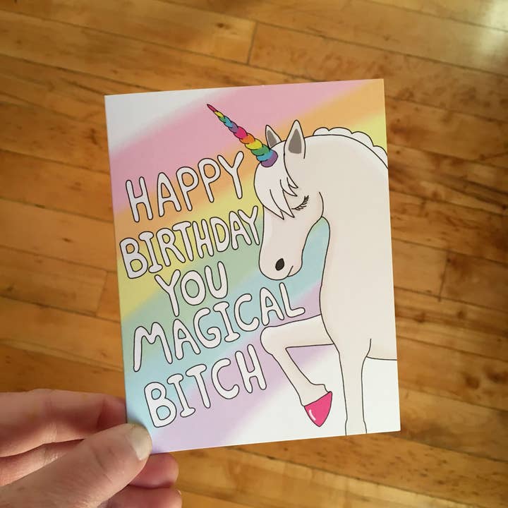 Bangs & Teeth - Wholesale Birthday Card - Magical Bitch Unicorn birthday card, funny birthday card3