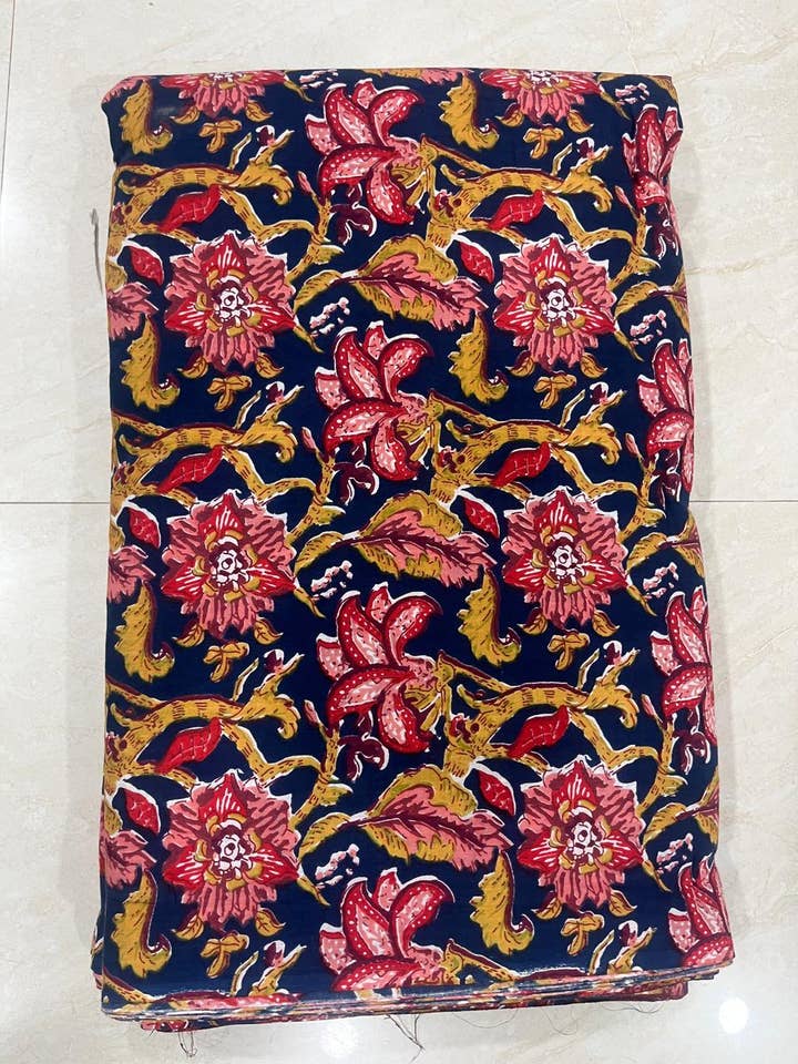 Mel Floral Handprinted Fabric for wholesale by Homesoul