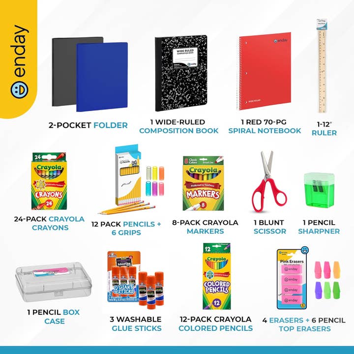 enday - Wholesale Backpack – Child - Enday Back to School Supplies Kit - Grades K-51