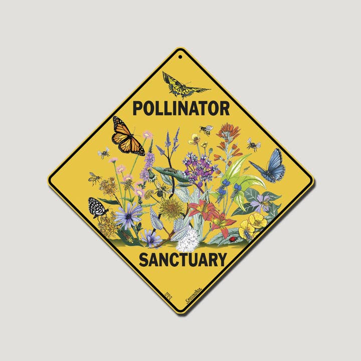Pollinator Sanctuary 12" x 12" Aluminum Sign for wholesale by Atlas Screen Printing