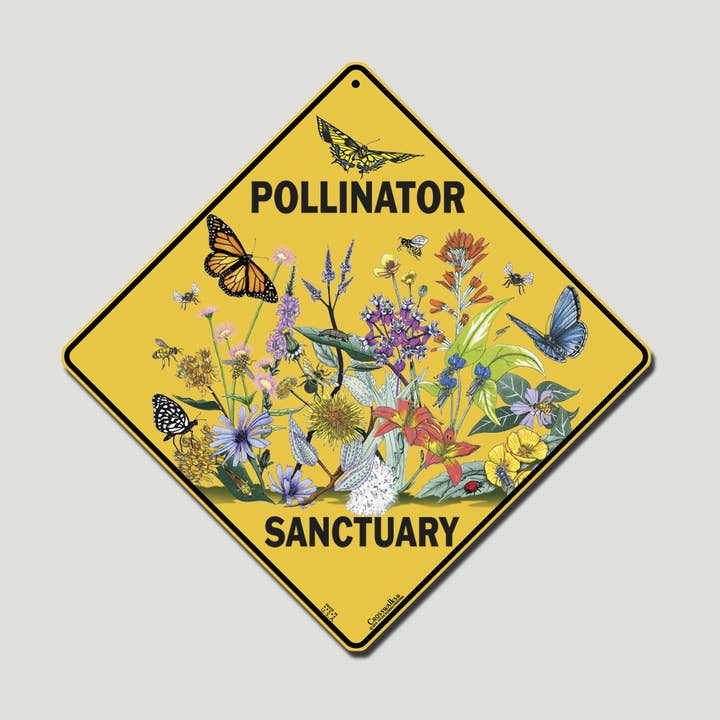 Pollinator Sanctuary 12" x 12" Aluminum Sign for wholesale by Atlas Screen Printing