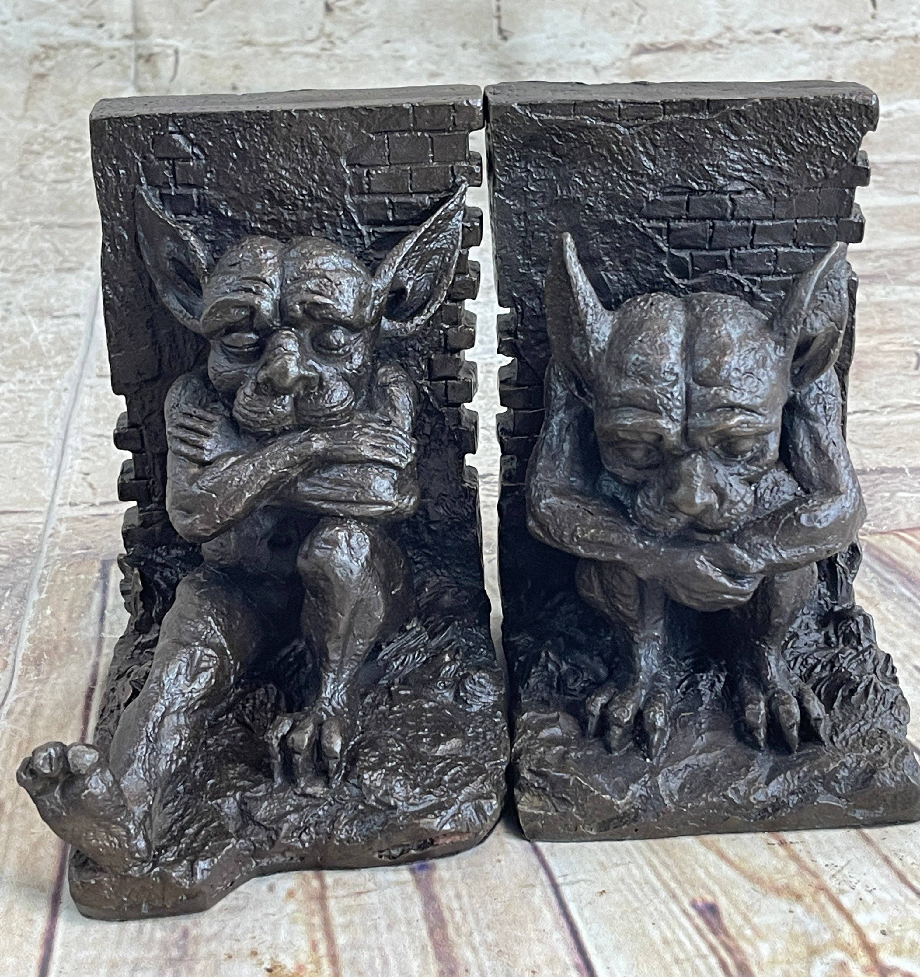 Bronzhaus – wholesale Bookend – Gargoyles Bookends Book End Bronze Sculpture Statue Mythical Figurine Art Decor4