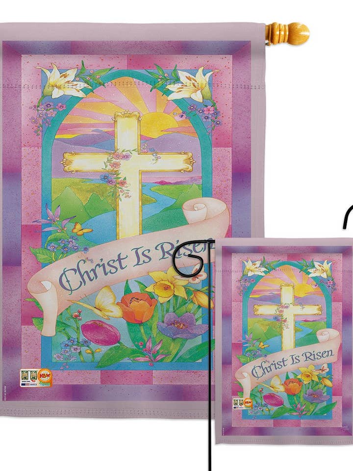Drapeau de décoration florale de Pâques Le Christ est ressuscité pour la vente par Two Group Flag Co