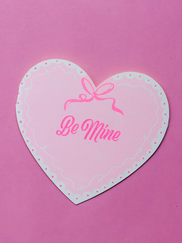 Be Mine Heart-Shaped Risograph Card for wholesale by By Danielle Witten
