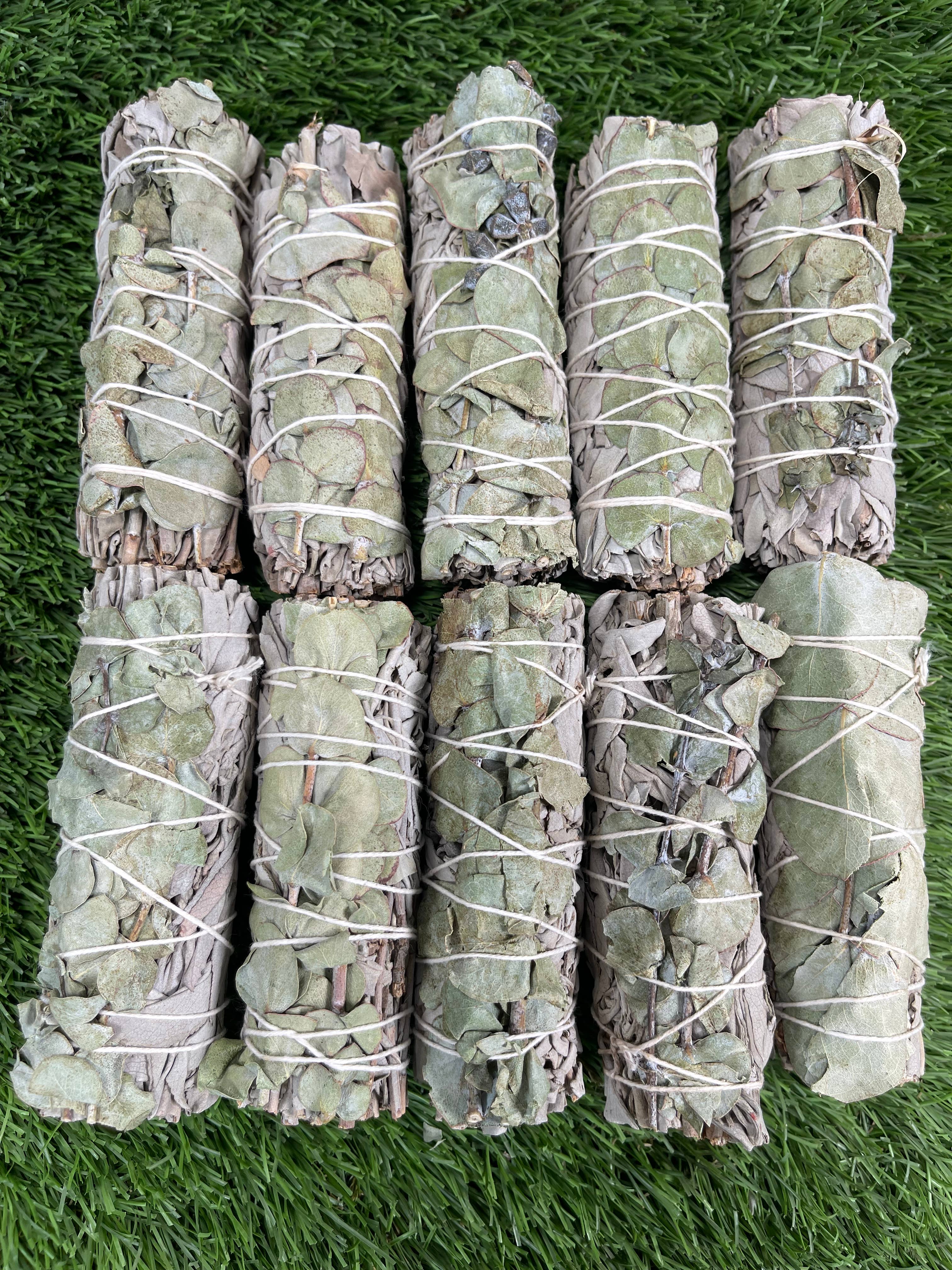 CaNatureLover - Wholesale Sage Bundle - White Sage with Eucalyptus, Hand Wrapped Thick bundles.11