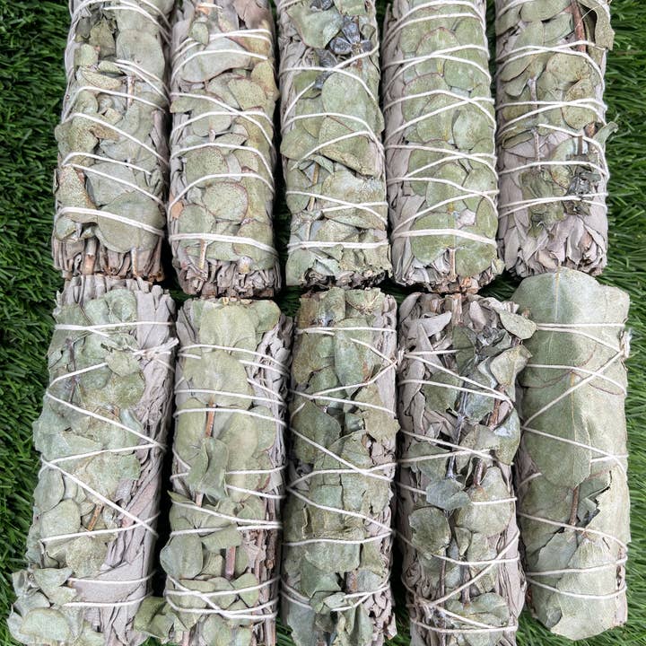 CaNatureLover - Wholesale Sage Bundle - White Sage with Eucalyptus, Hand Wrapped Thick bundles.11