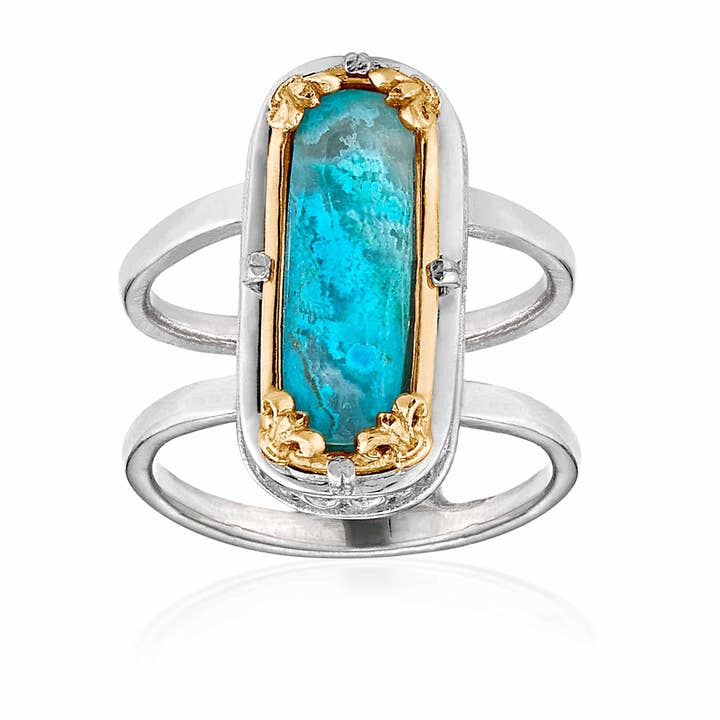 Anel Doubleto de Crisócola de Banda Dupla por atacado de Anatoli Jewelry