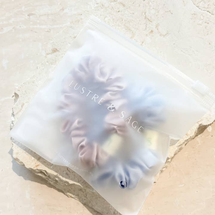 Angels Whisper Accessories - Wholesale Scrunchie - Women's - L&S Mini Silk Scrunchie 2pack in Blue&Pink