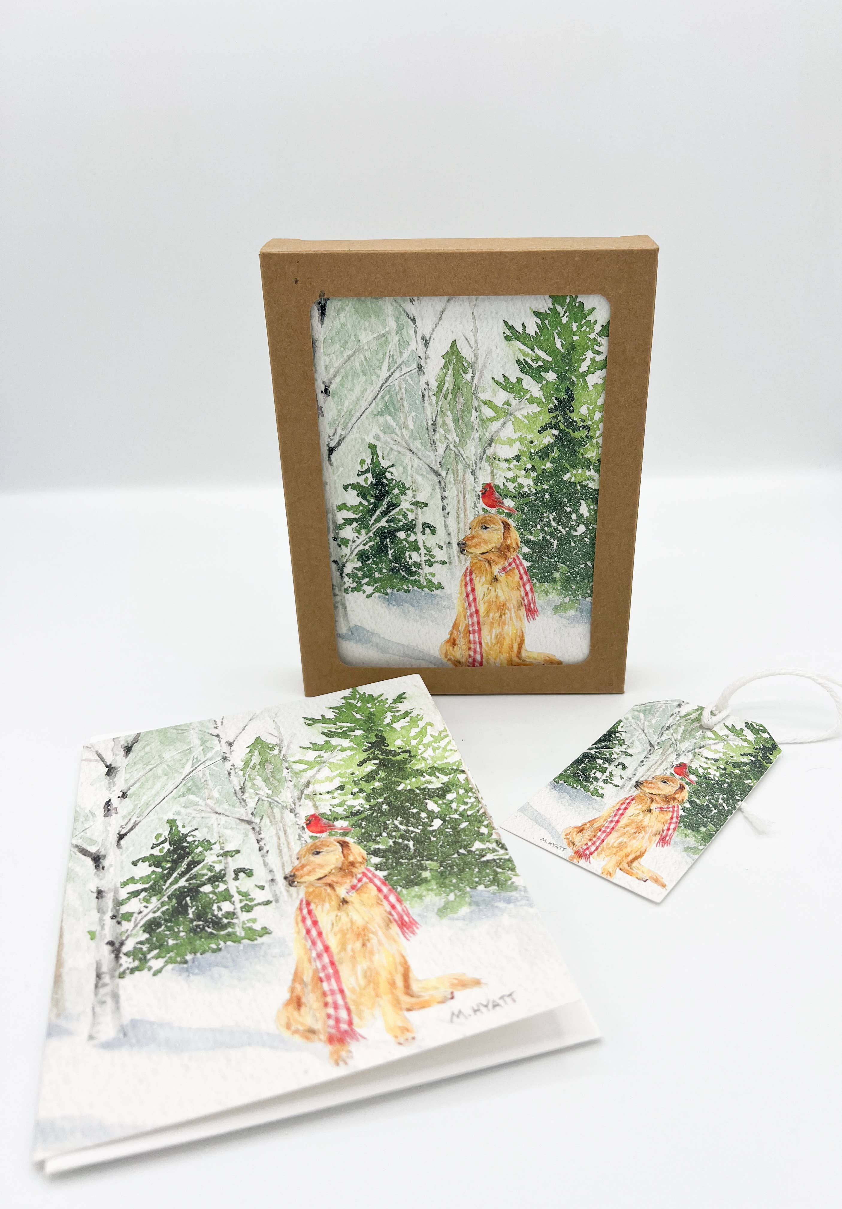 Melissa Hyatt - Wholesale Briefpapier/indexkaartenset - "April in het bos" aquarel notitiekaart - set van 6 stuks2