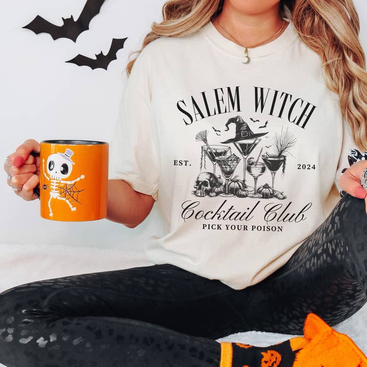 Camiseta vintage de Halloween – Salem Witch Cocktail Club para venta al por mayor de Stiles Tee Co.