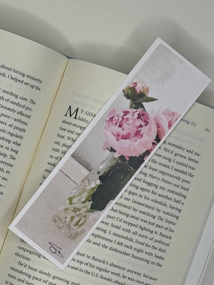 Pink Peony Bookmark: Watercolor Floral Art, Gift for Readers for wholesale by Created SO!