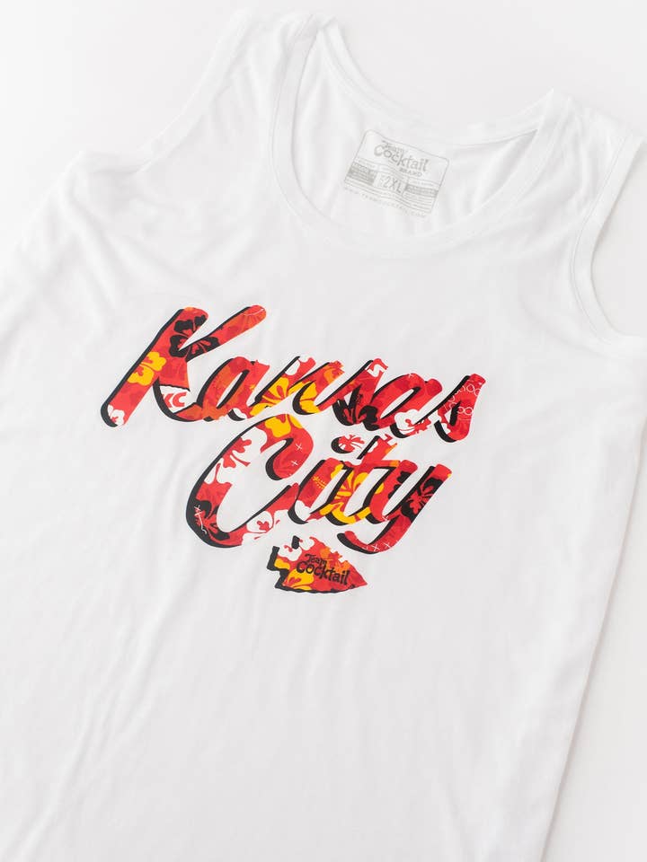Team Cocktail - Wholesale Tank Top - Women's - Kansas City Floral Text Ladies Triblend Tank-Top2