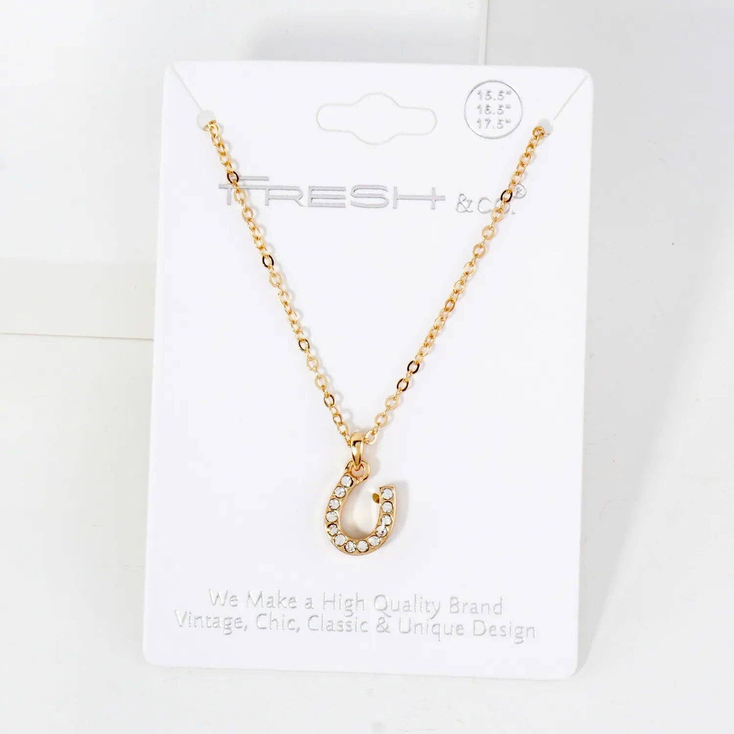 Wild Honey - Wholesale Pendant/Charm Necklace - Crystal-Pave Lucky Horseshoe Pendant Necklace2