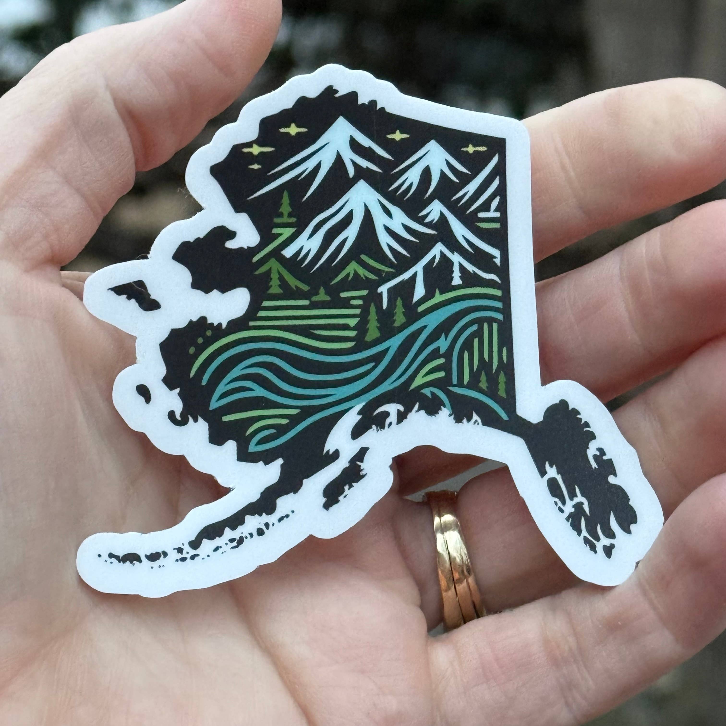 National Parks and Beyond - Wholesale Sticker - Alaska State Die Cut Simple 3” Vinyl Sticker3
