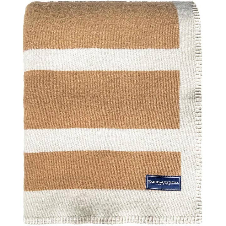 Faribault - Wholesale Throw Blanket - Reversible Framed Stripe Wool Throw