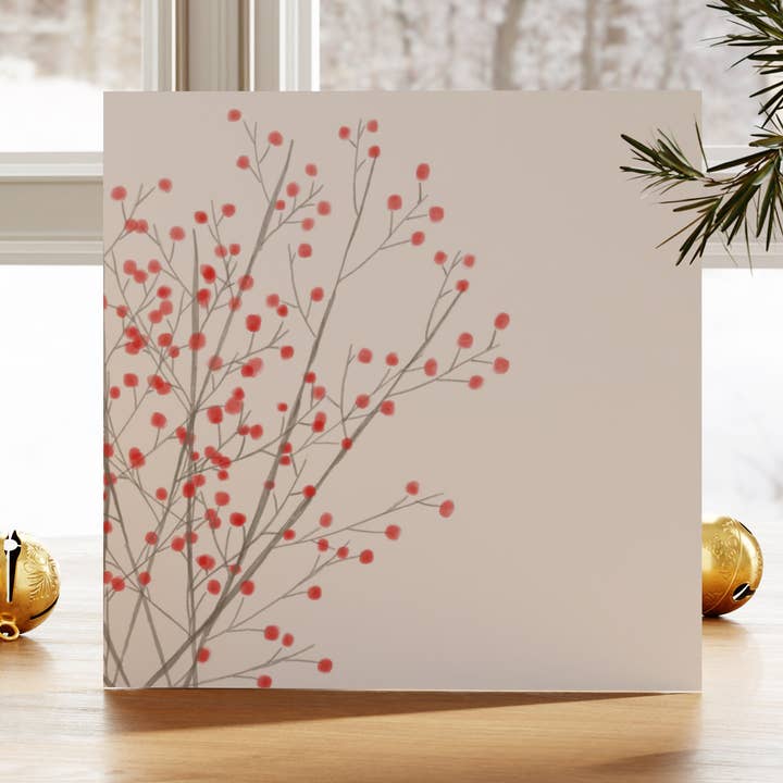 Christmas Card: Red Berries for wholesale by Grafiquelien