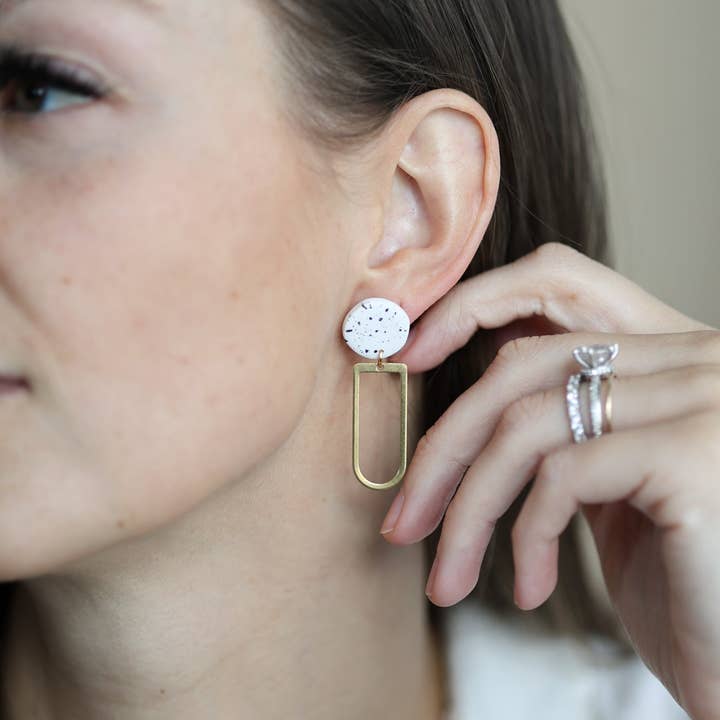 The Raw Creative - Wholesale Dangle Earrings - The Demi Handcrafted Minimalist Polymer Clay Dangle Earrings