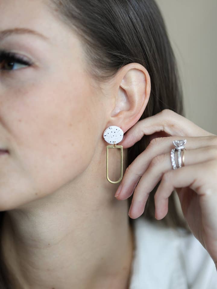 The Demi Handcrafted Minimalist Polymer Clay Dangle Earrings for wholesale by The Raw Creative