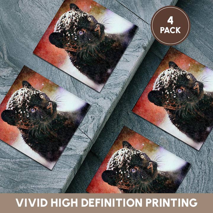 3dRose - Wholesale Coasters - 3dRose, Baby Panther Image Of Watercolor Painting, Coaster5