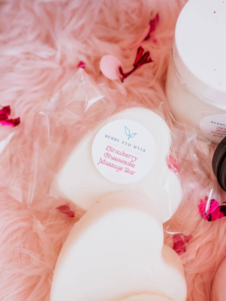 Jordbær Cheesecake Massagebar for engroshandel hos Herbs and Mylk