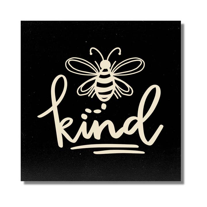 Bee Kind Carved Wooden Wall Sign, Farmhouse-Chic Style for wholesale by True Stock Studios