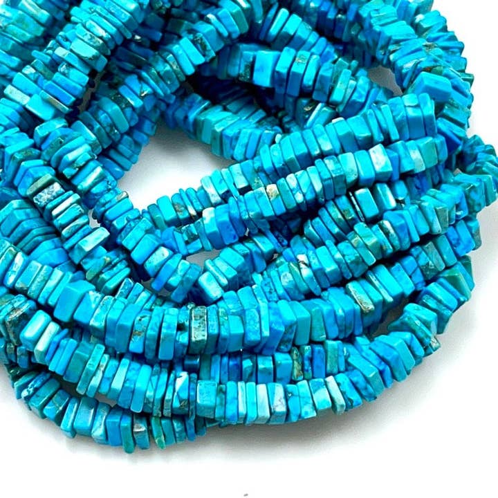 8mm Turquoise Gemstone Heishi Disc Square Beads Strand for wholesale by TRIVENI USA INC