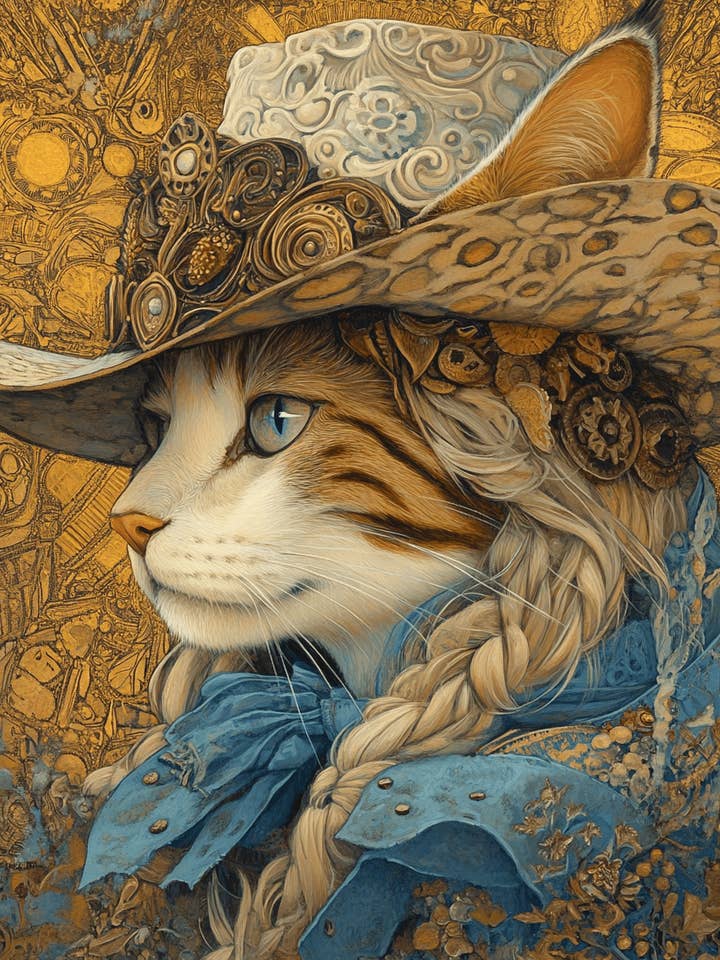 Cowgirl Cat - Wall Art Print - Coastal Cowgirl 8"x10" Artwork - 11"x14" Mat for wholesale by Mowbi