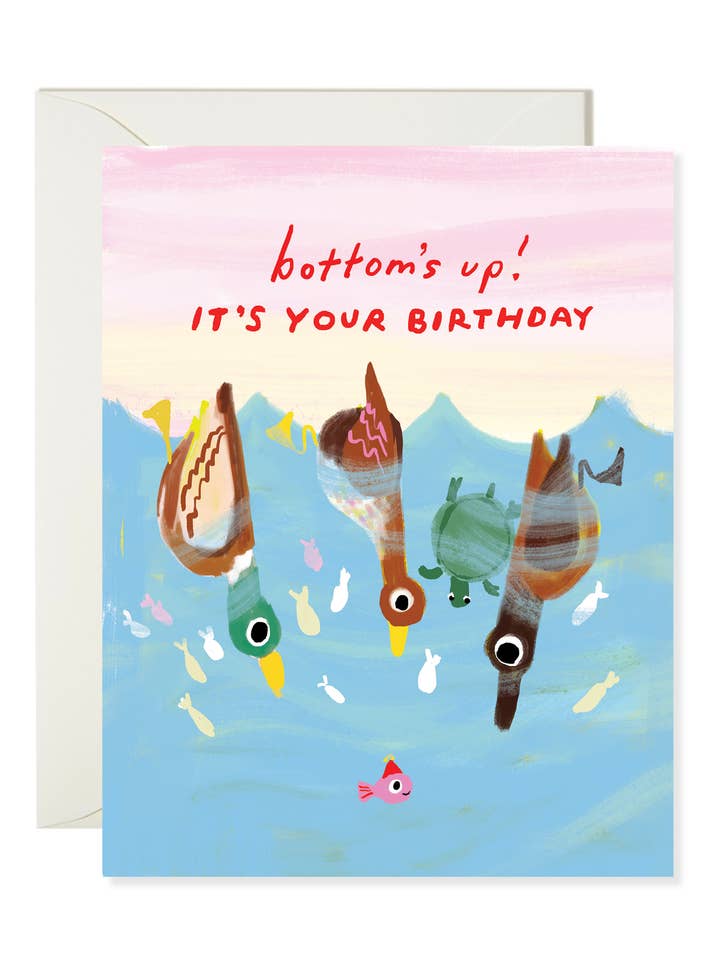 Bottoms Up Birthday - Funny Pun Birthday Card for wholesale by Karen Schipper