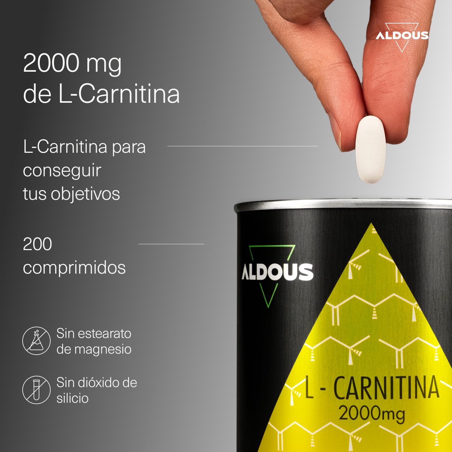 Aldous Bio - Vendita all'ingrosso Vitamine/integratori orali - L Carnitina 2000mg - 200 Compresse - Aldous1