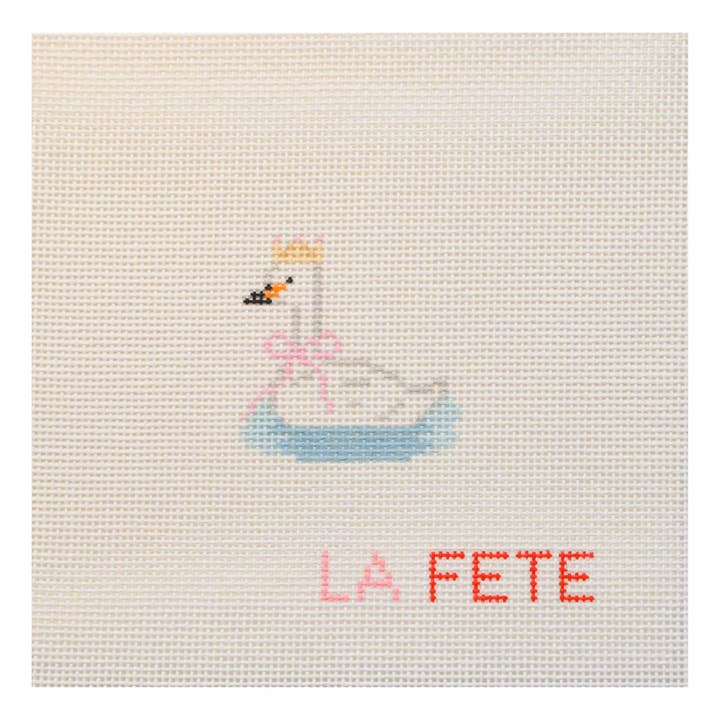 Party Animals - Swan Hand Painted Needlepoint Canvas for wholesale by La Fete Needlepoint