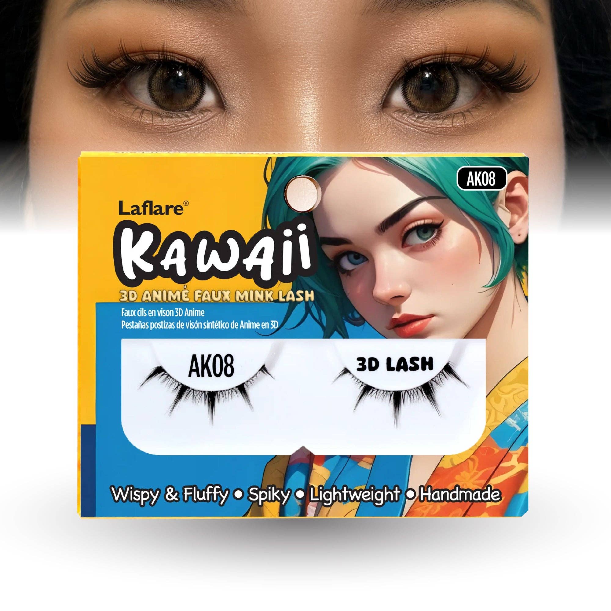 Laflare - Wholesale False/Fake Eyelashes - Kawaii 3D Anime Faux Mink Lash | Manga Lashes | Japanese Style Cosplay Lashes | Spiky 8D Wispy False Eyelashes Full Strip Doll Lashes.7