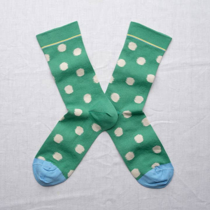 Ming Green Polka Dot Sock for wholesale by Bonne Maison