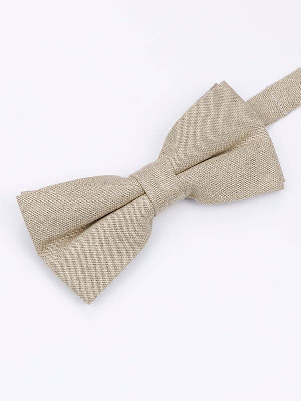 Beige Bow Tie No. 2 for Men in Linen "Basile" for wholesale by Unipap's