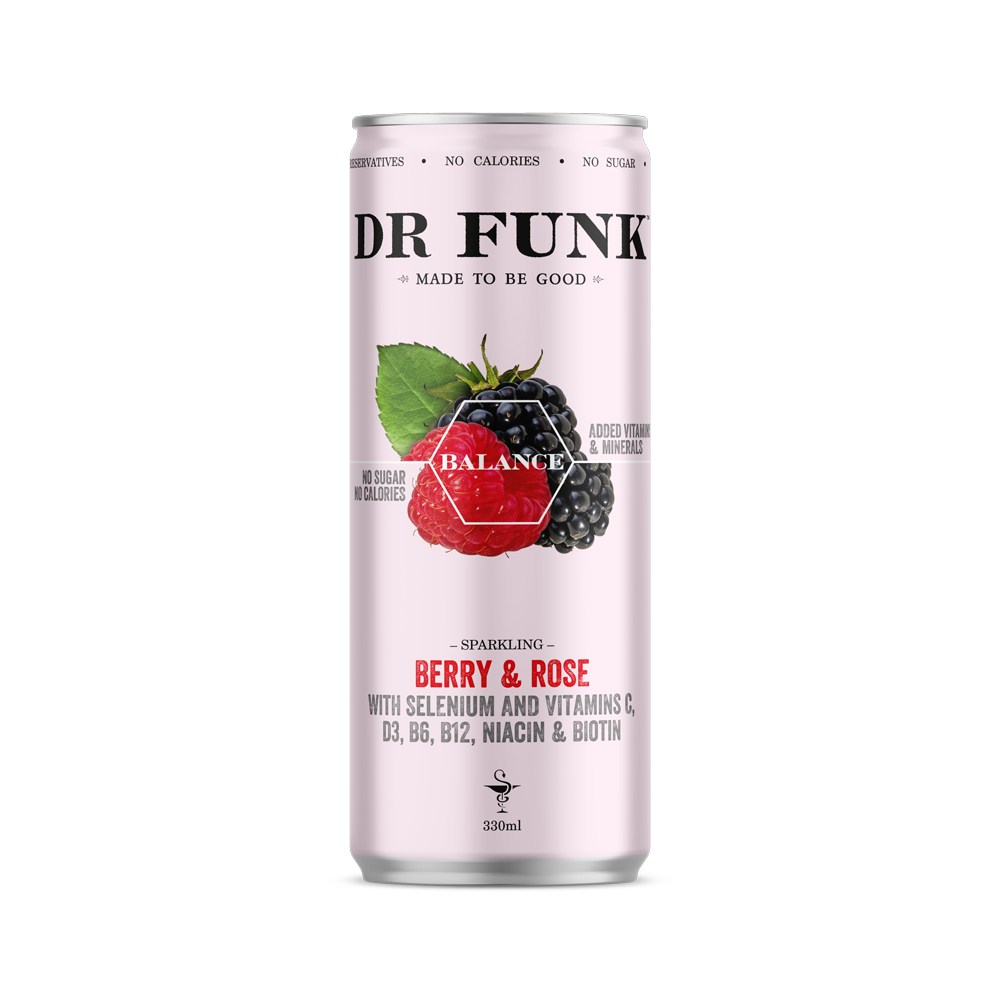 Dr Funk - Vendita all'ingrosso Acqua frizzante - Acqua aromatizzata ai frutti di bosco e rosa con 7 nutrienti essenziali5