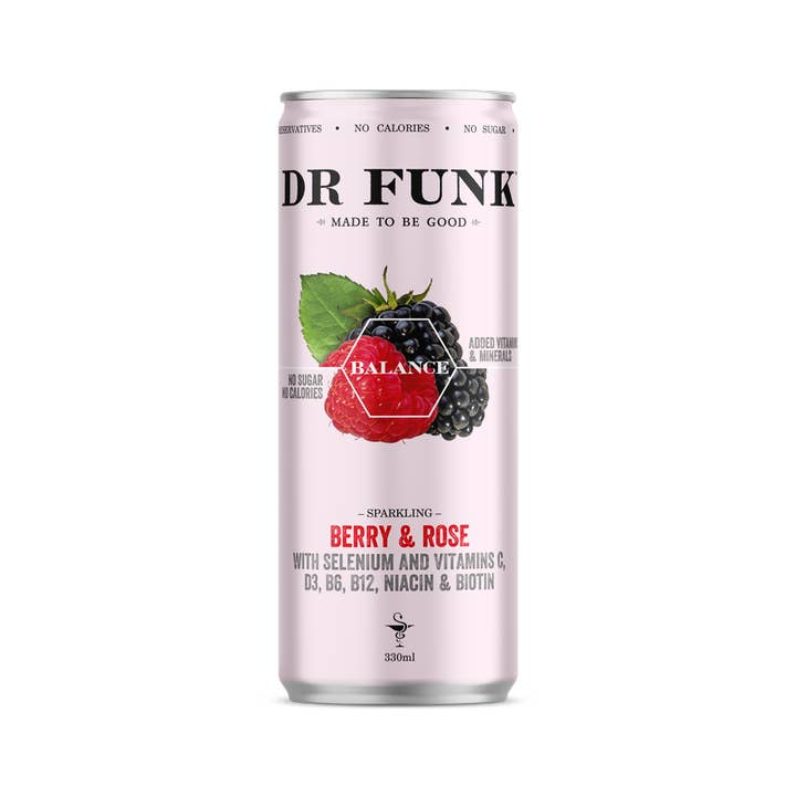 Dr Funk – wholesale Sparkling water – Berry & Rose flavoured water with 7 essential nutrients5