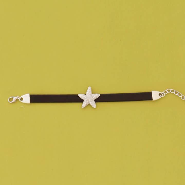 Pulsera Starfish de piel negra para venta al por mayor de Basic Spirit