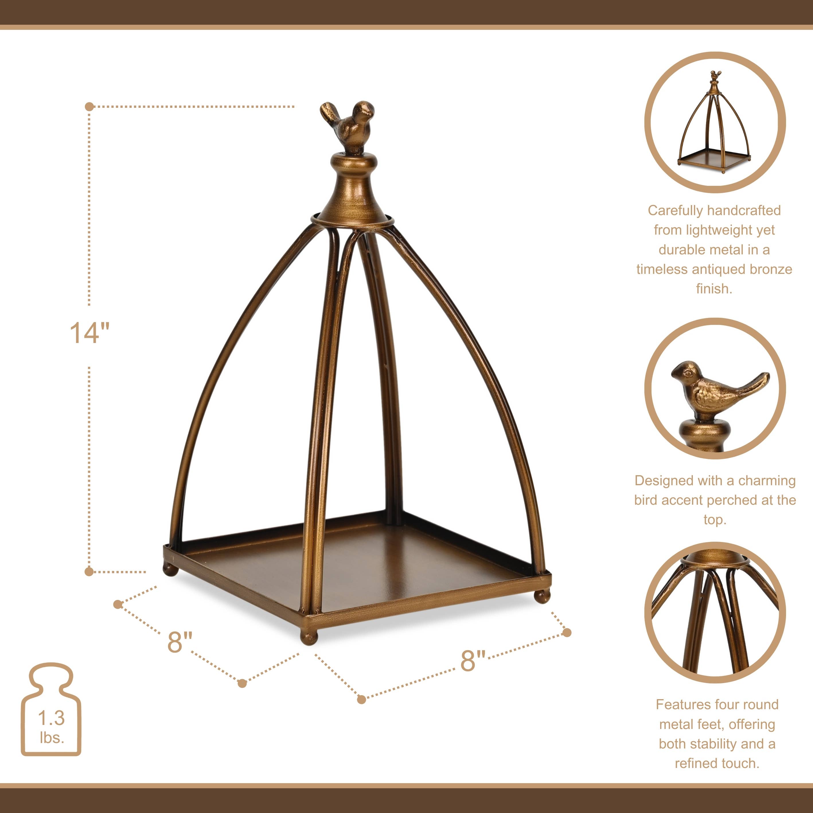 Cheungs Home Decor - Wholesale Lantern - Veldra Curved Mini Table Lantern & Bird Accent3