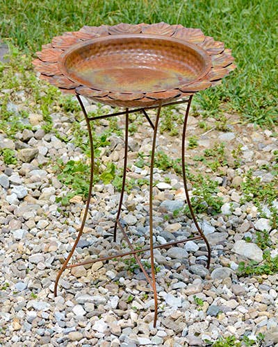 Ancient Graffiti - Wholesale Bird Bath - Flamed Leaf Bird Bath, Standing