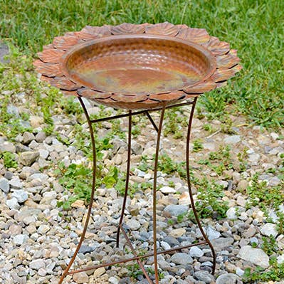 Ancient Graffiti - Wholesale Bird Bath - Flamed Leaf Bird Bath, Standing0