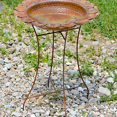 Ancient Graffiti - Wholesale Bird Bath - Flamed Leaf Bird Bath, Standing
